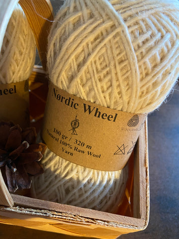 Natural 100% Raw Wool Yarn Nørdic Wheel 1-ply 100g Natural Cream