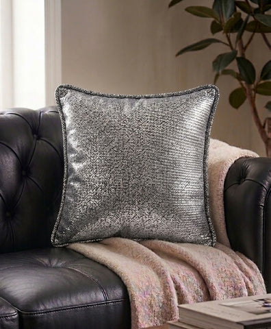 Decorative Leather Pillow with Horsehair Filling Black/Gold - GreenHuiz