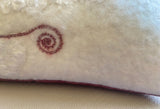 Suede and Wool Decorative Pillow in Burgundy & White with Horsehair Filling - GreenHuiz